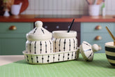 Alamkari India Ceramic Thread Design Pickle Jar Set 2